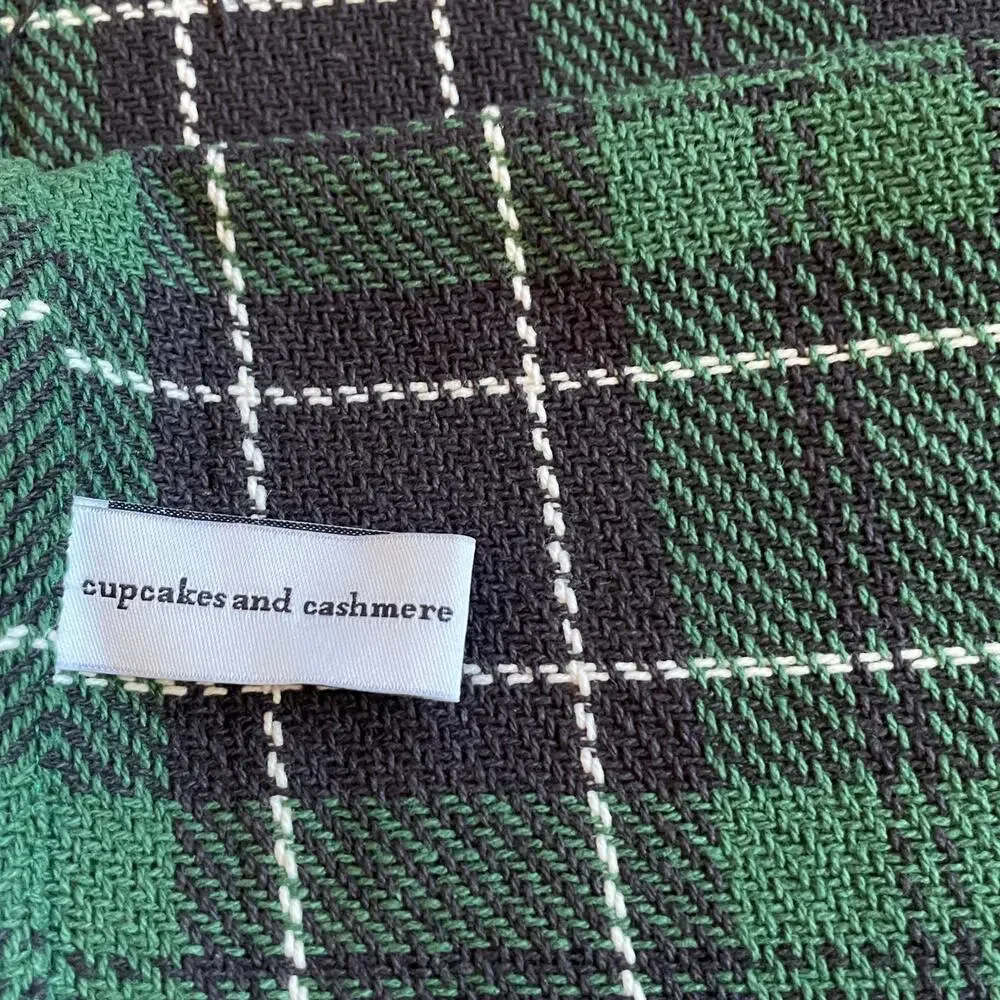 2pc Cupcakes & Cashmere Holly Berry & Bows Double Table Runner Tartan Plaid New